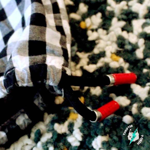 Collarless Short sleeve Flannel B&W shirt - Picture 4 of 4